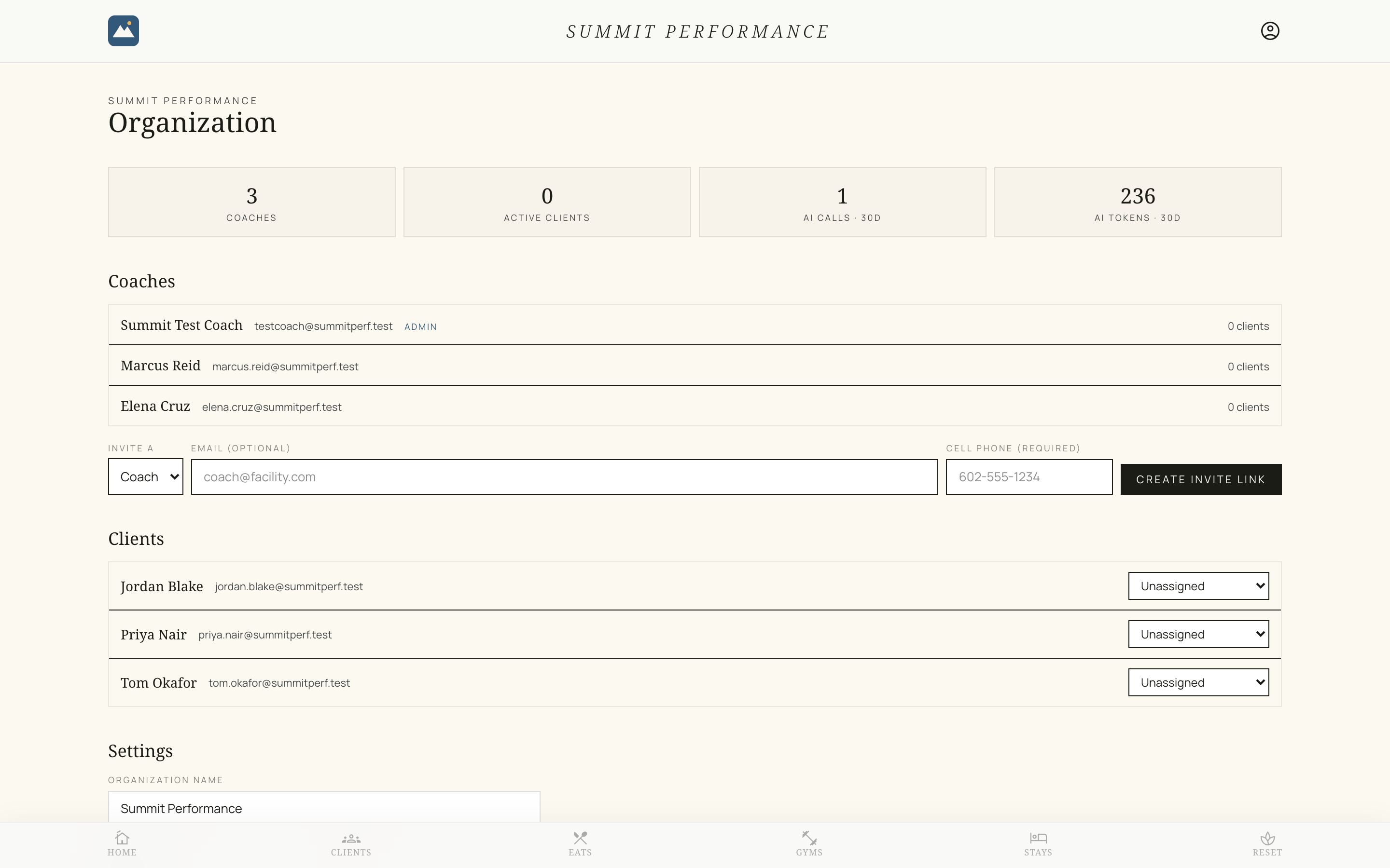The owner dashboard: branding controls, staff invites, and roster management