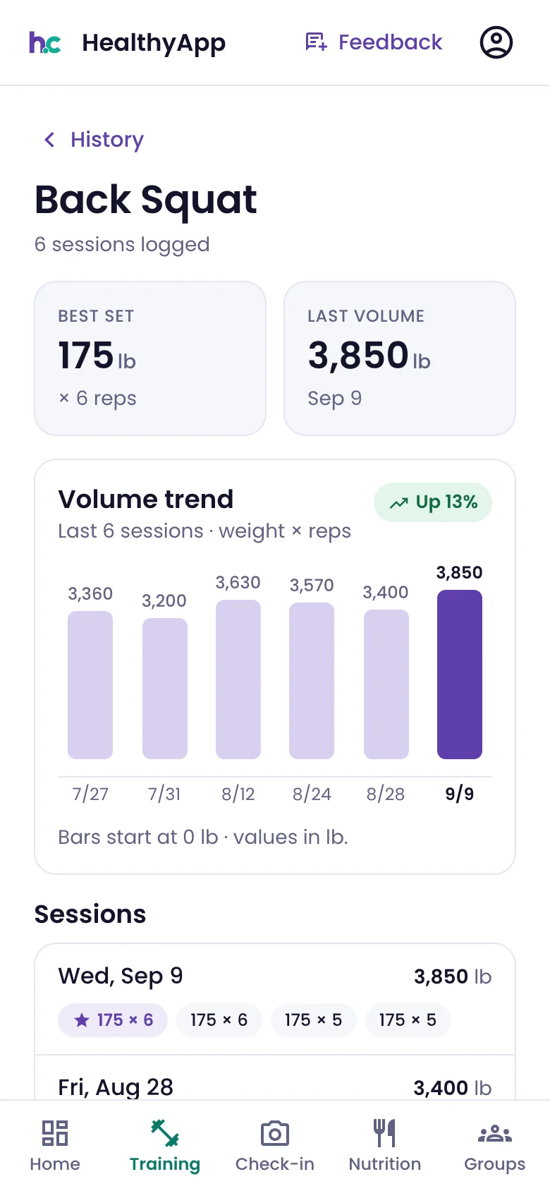 Guided workout with live timer